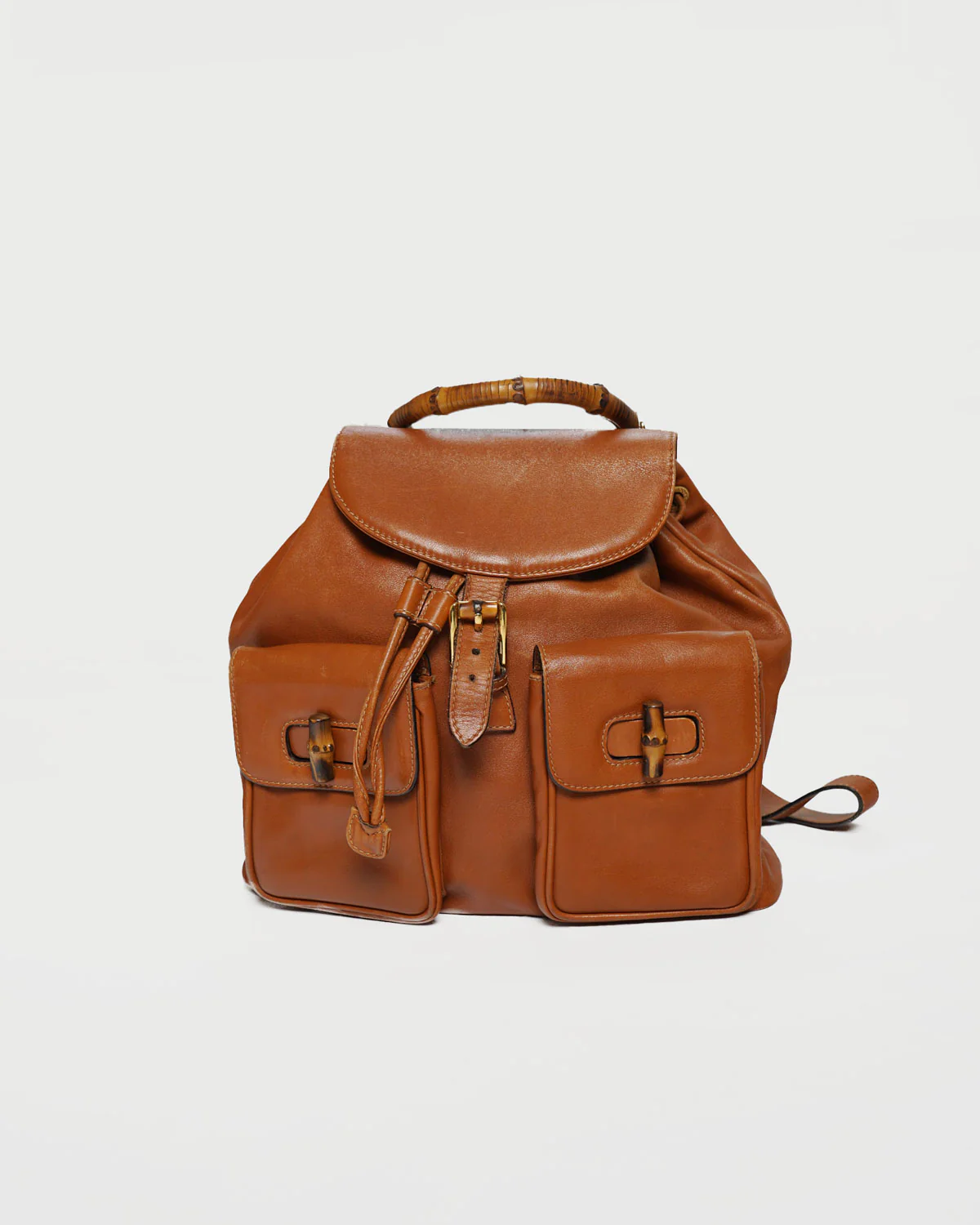 Leather Backpack Bamboo Handle - Image 4