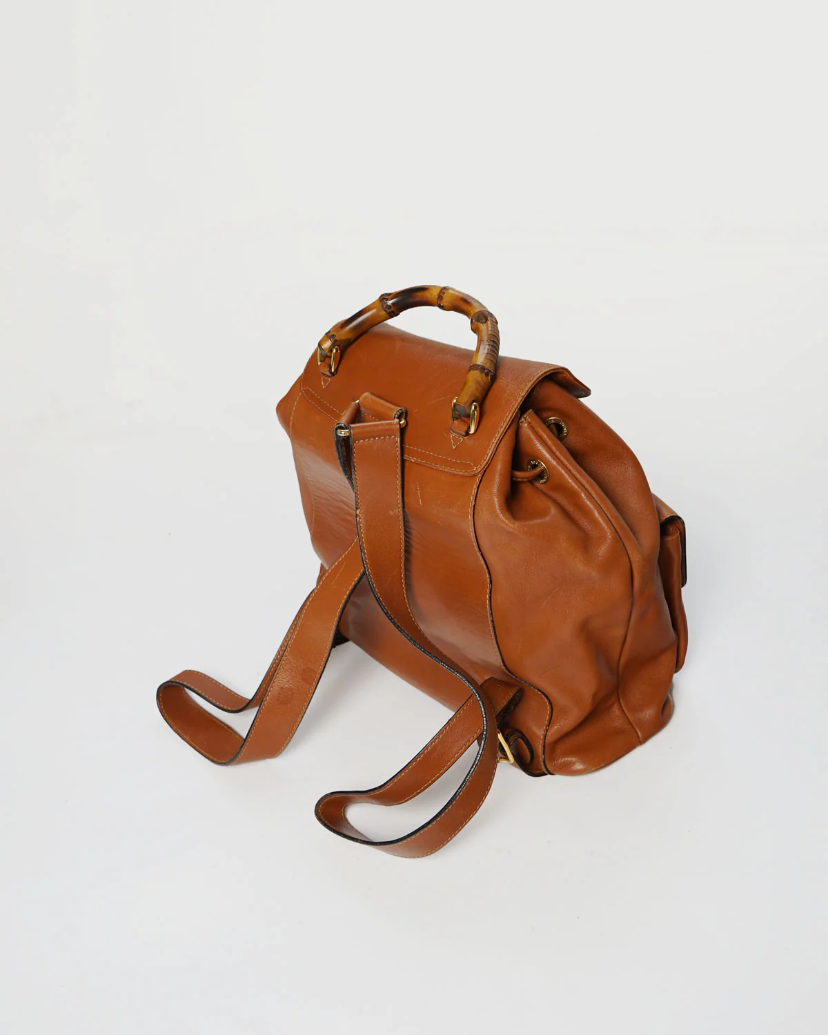 Leather Backpack Bamboo Handle - Image 5
