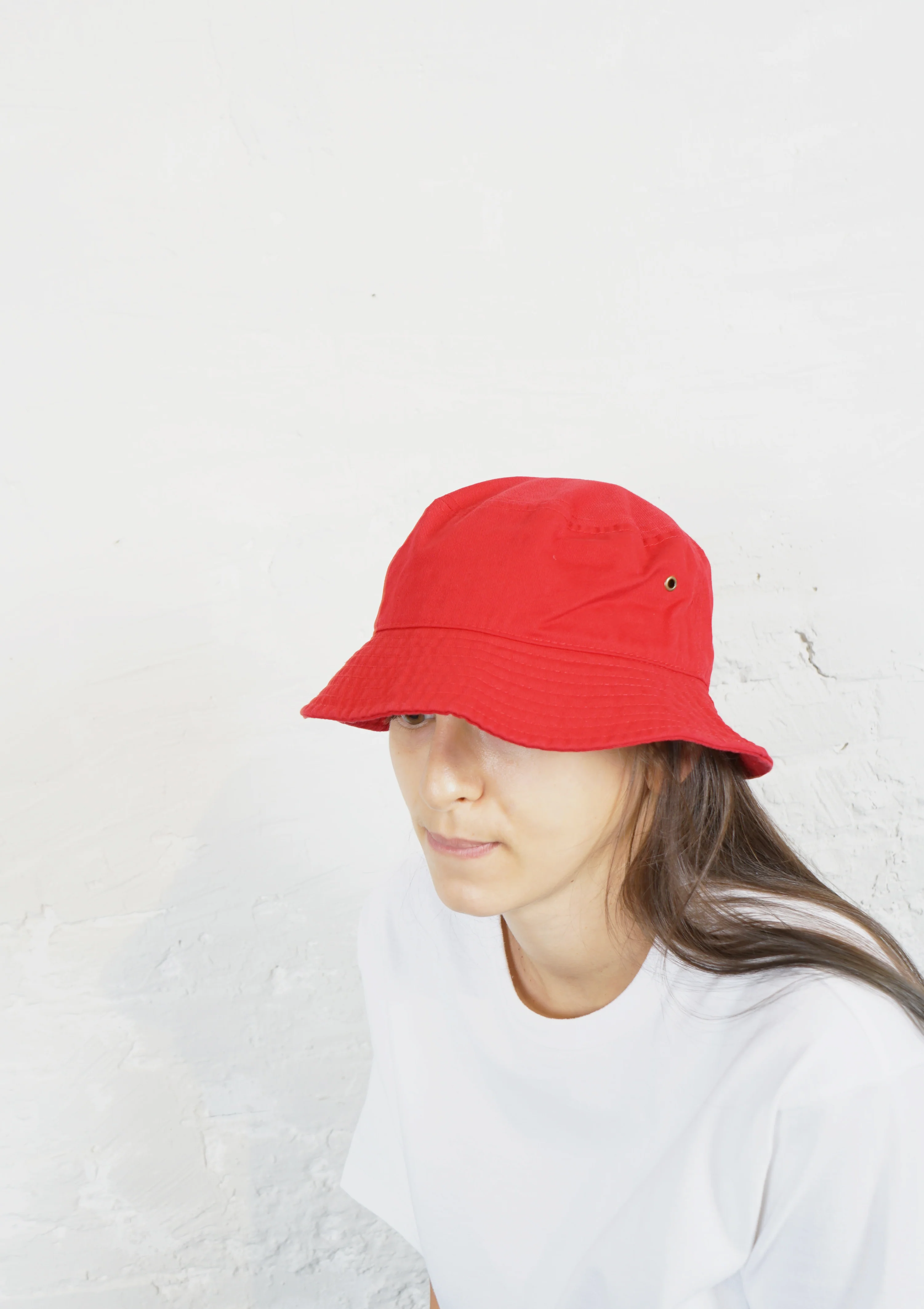 Cotton Bucket Hat Red - Image 3
