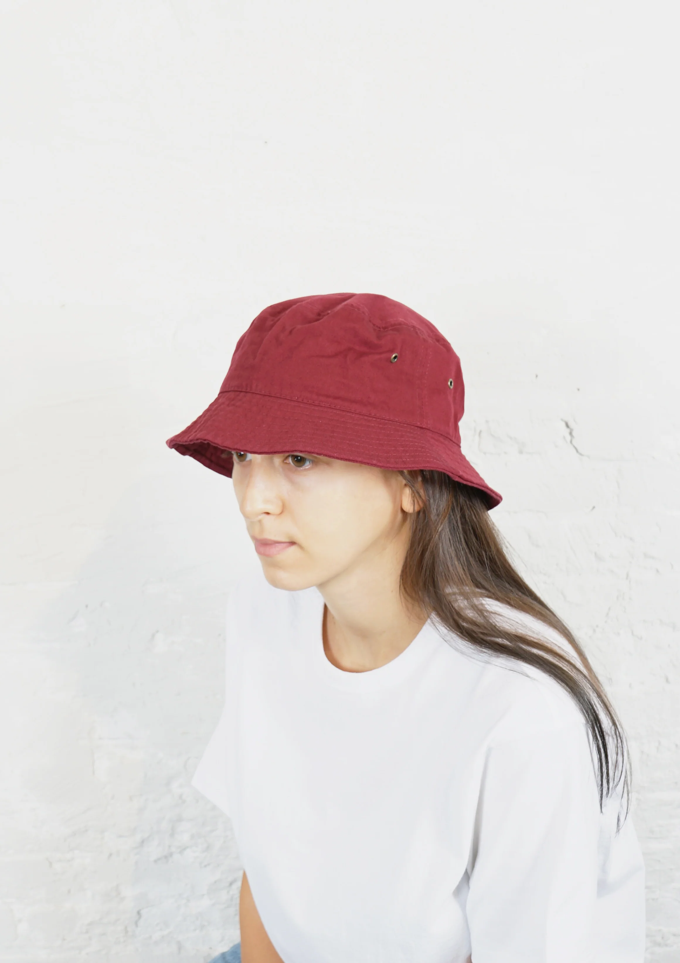 Cotton Bucket Hat Burgundy - Image 3