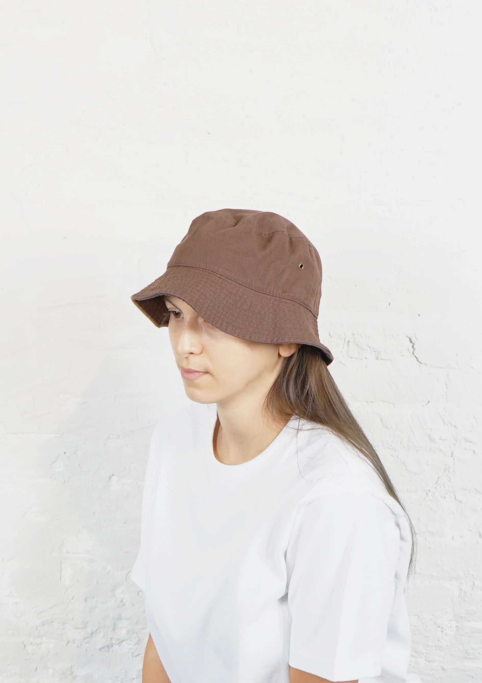 Cotton Bucket Hat Dark Brown - Image 3