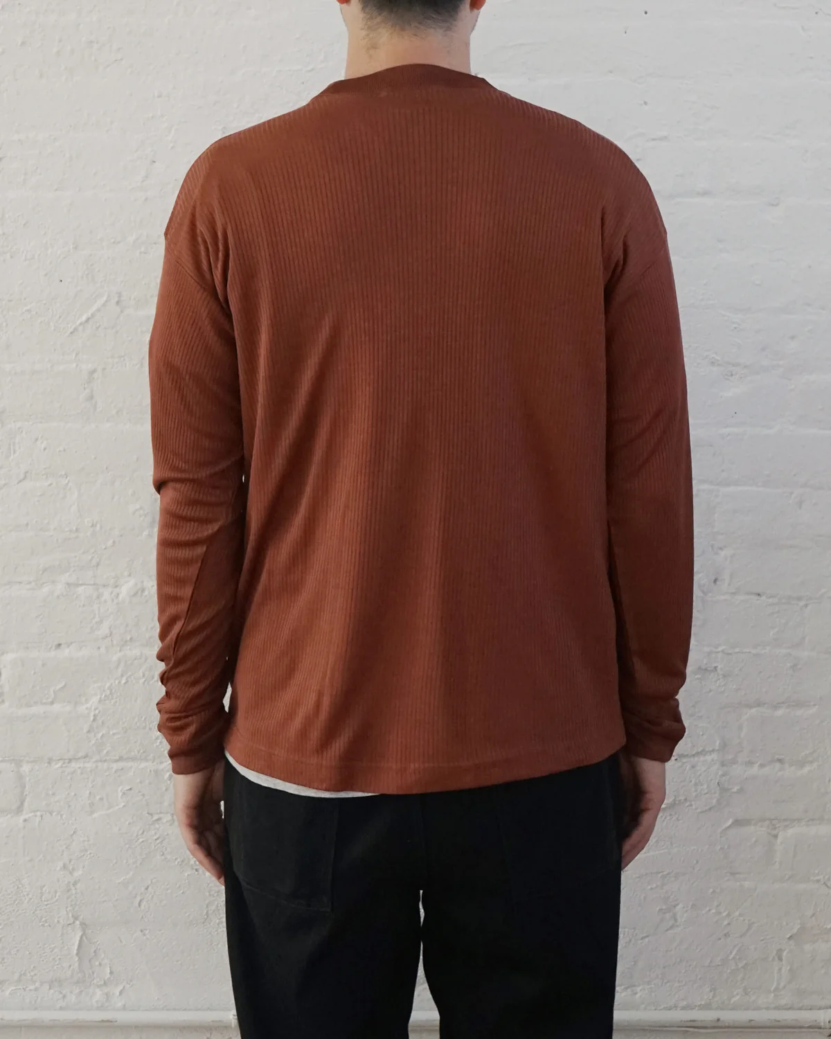 Silk Rib Tee L/S / Brown - Image 3