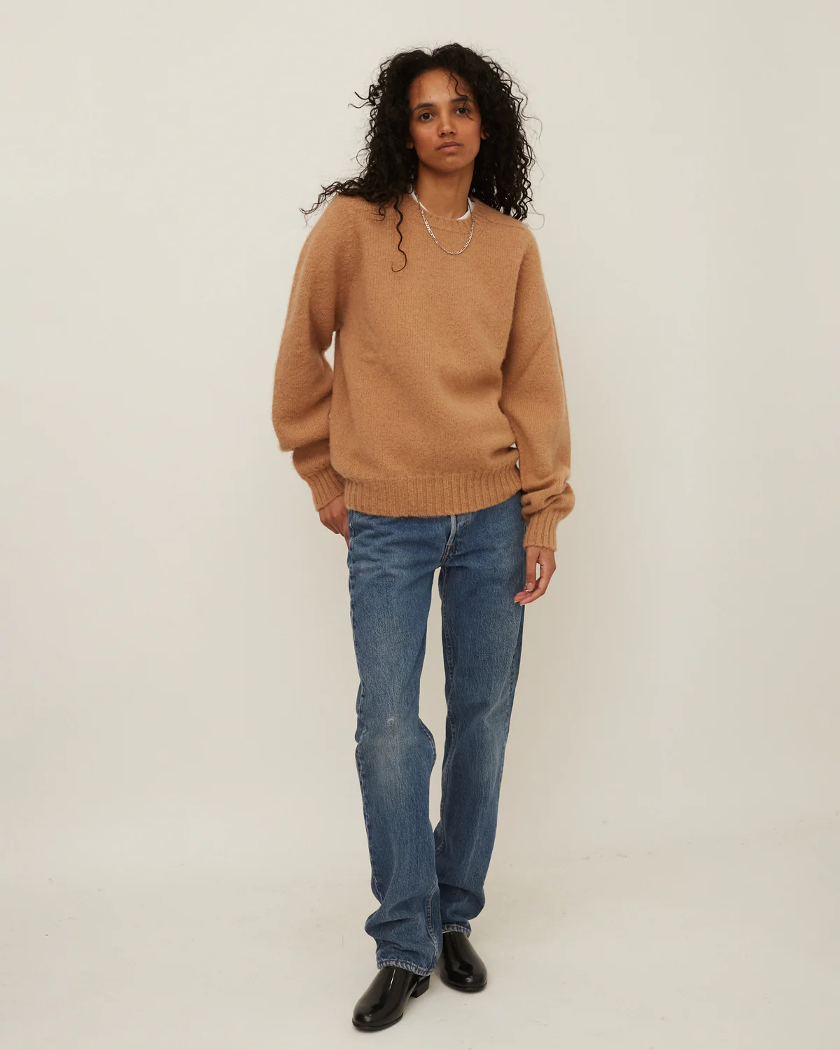 Brushed Shetland Sweater Crew Neck / Beige - Image 12