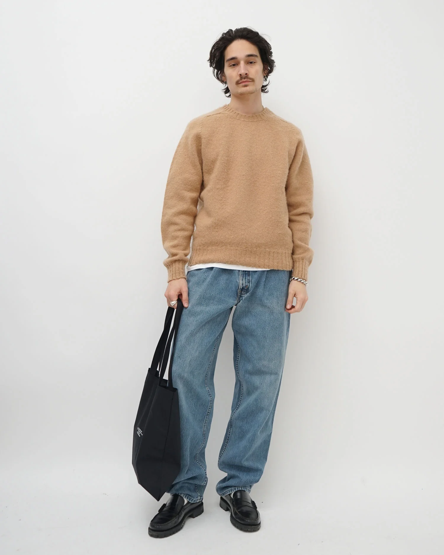 Brushed Shetland Sweater Crew Neck / Beige - Image 7