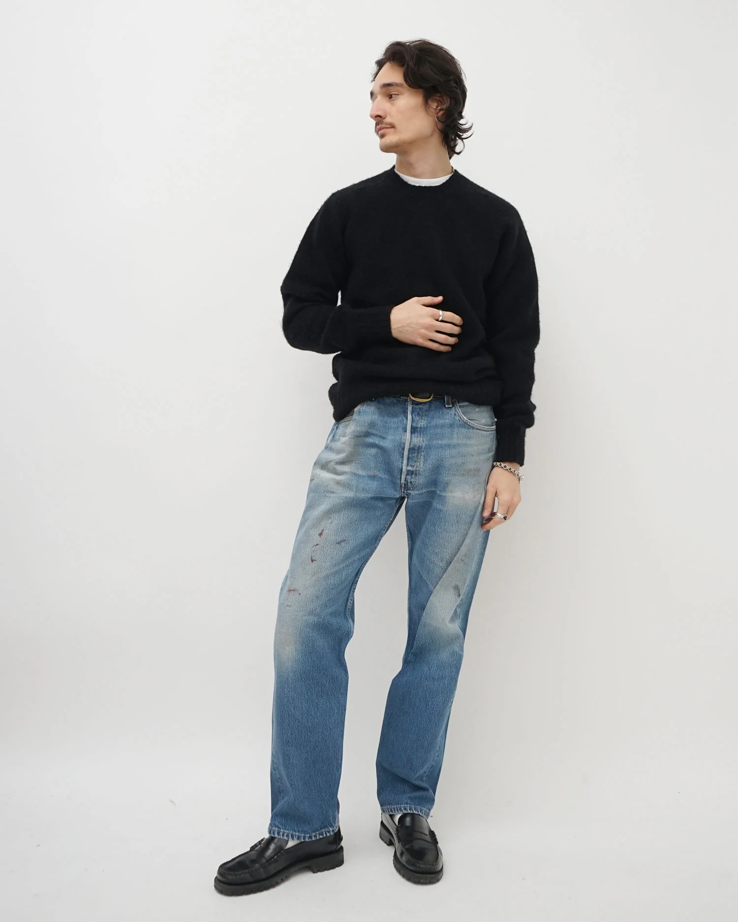 Brushed Shetland Sweater Crew Neck / Black - Image 8