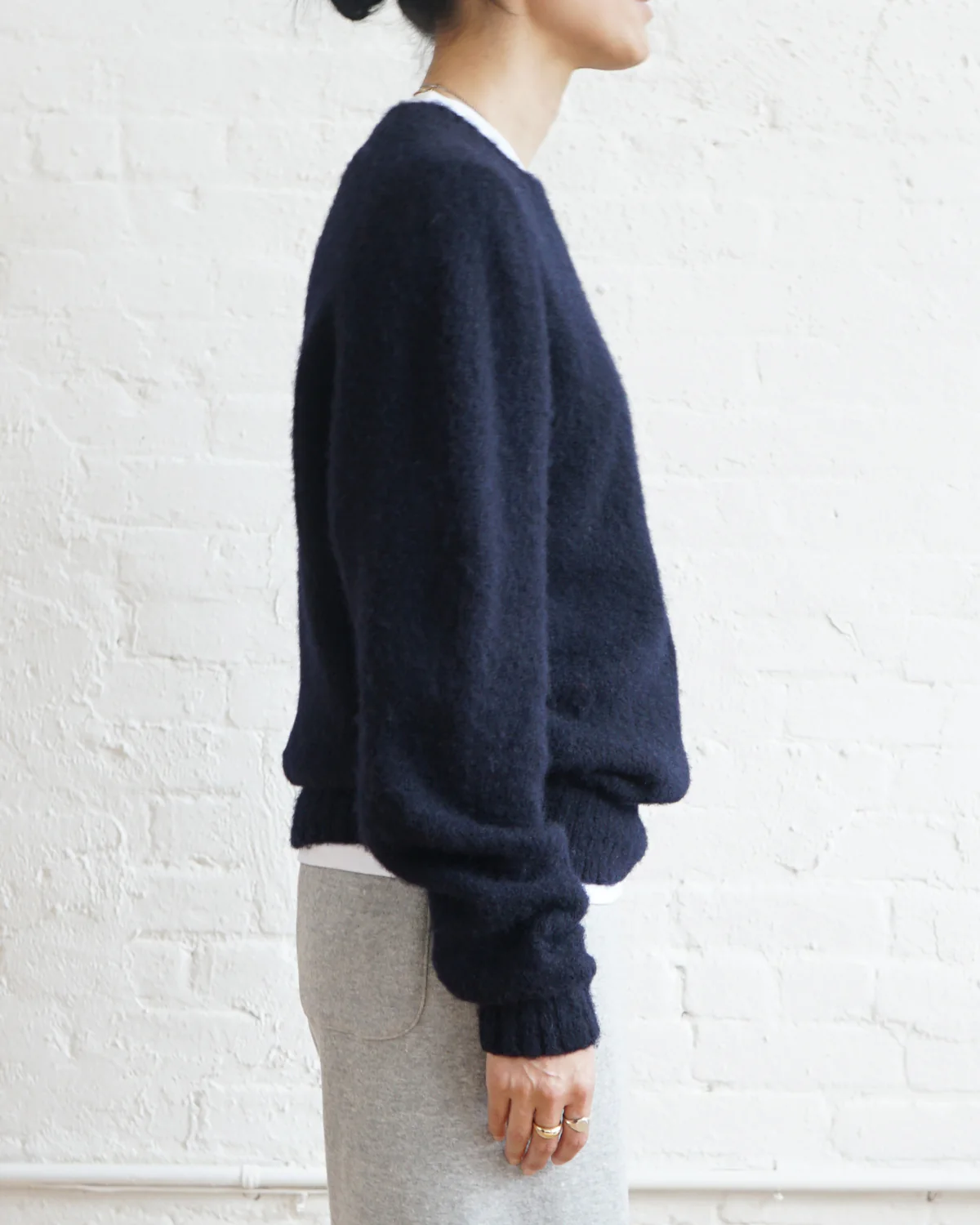 Brushed Shetland Sweater Crew Neck / Navy - Image 3