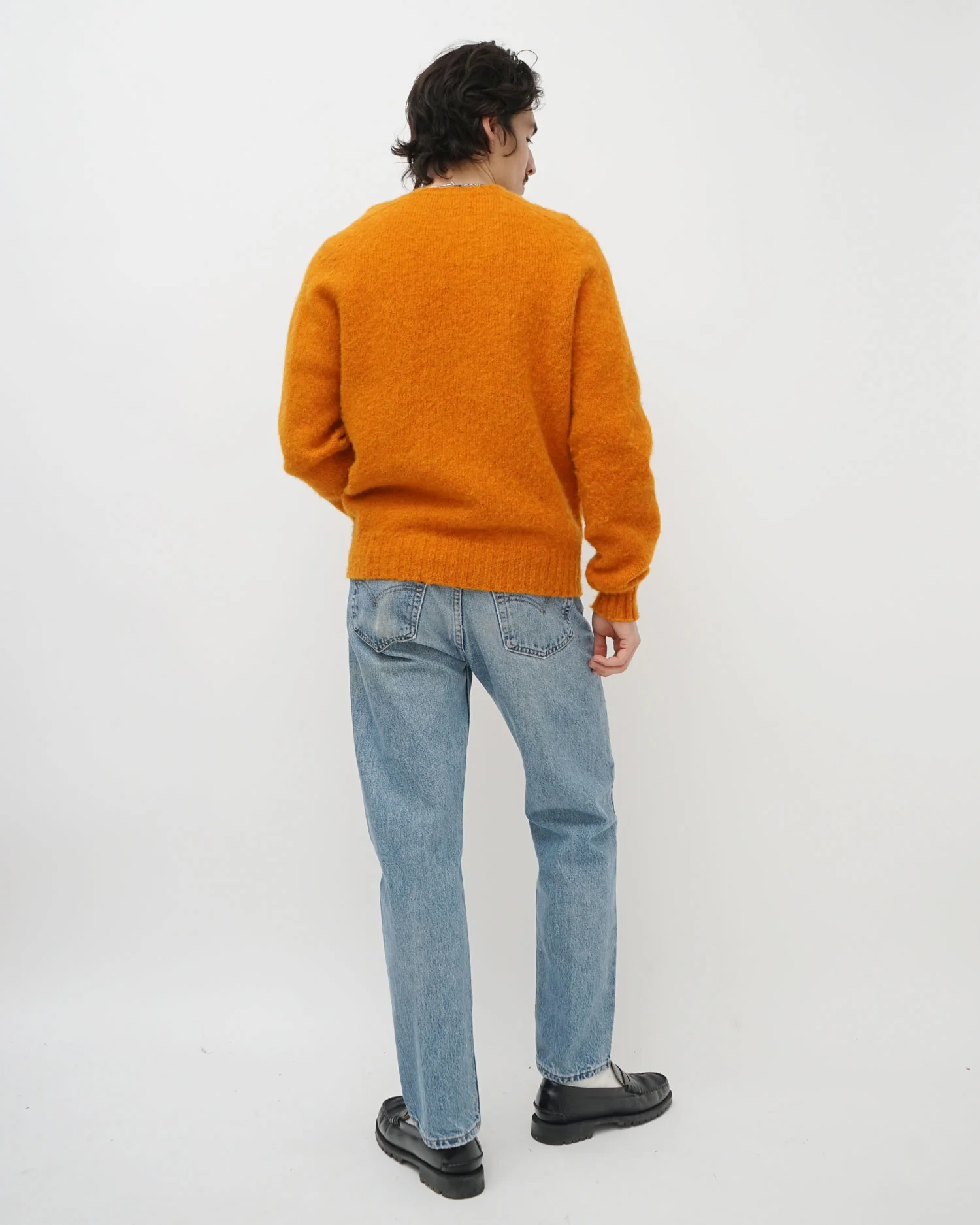 Brushed Shetland Sweater Crew Neck / Orange - Image 3