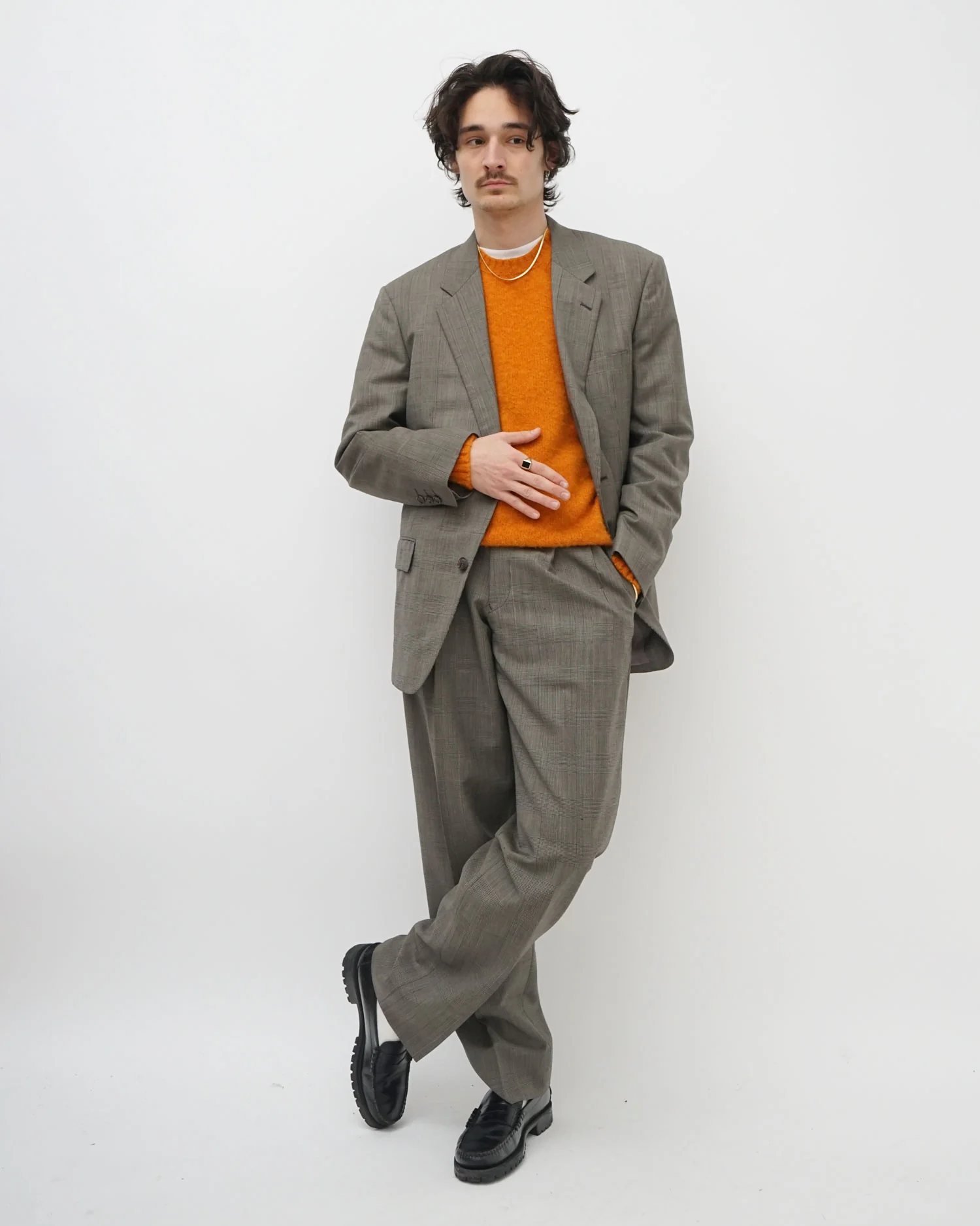 Brushed Shetland Sweater Crew Neck / Orange - Image 5