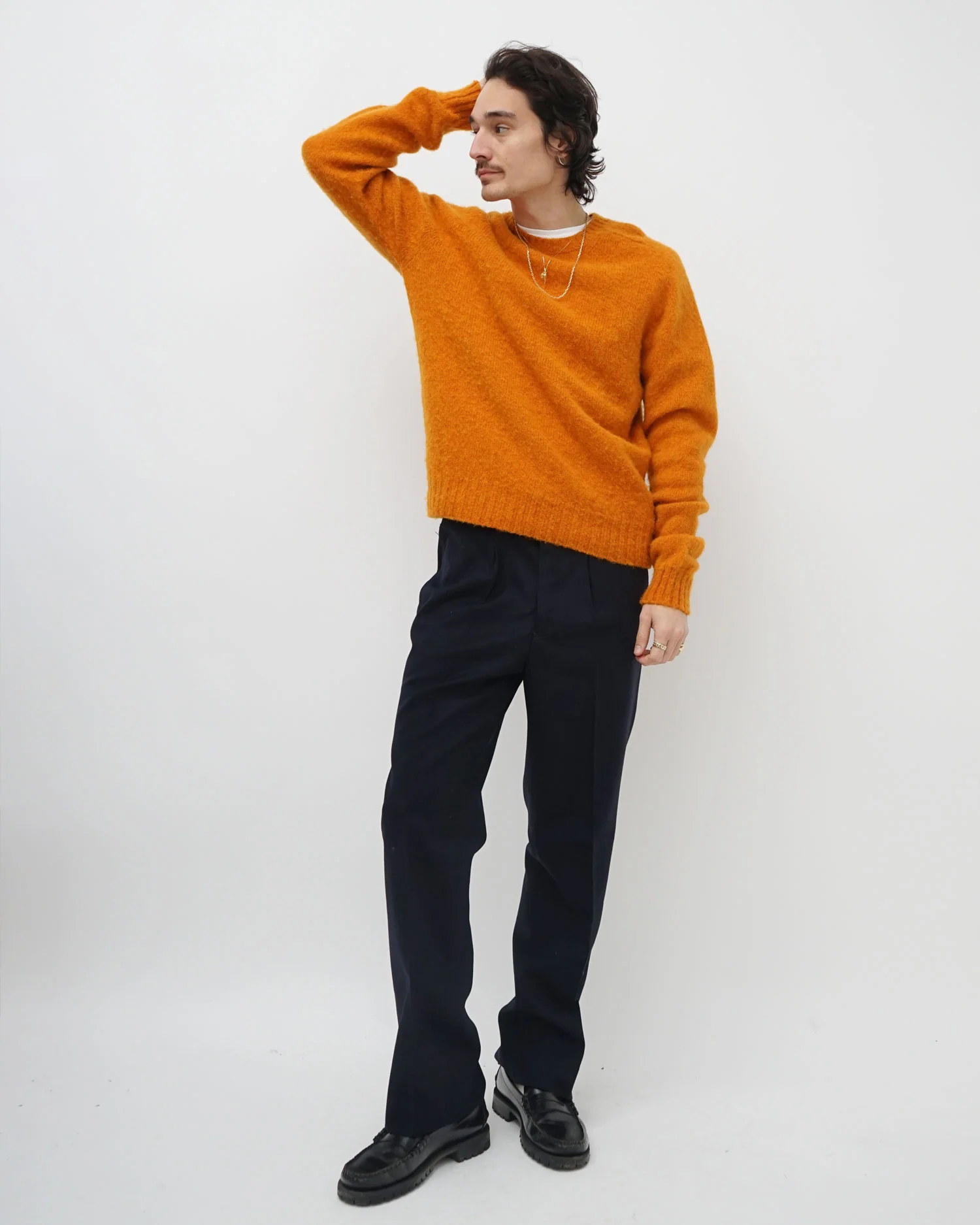 Brushed Shetland Sweater Crew Neck / Orange - Image 6