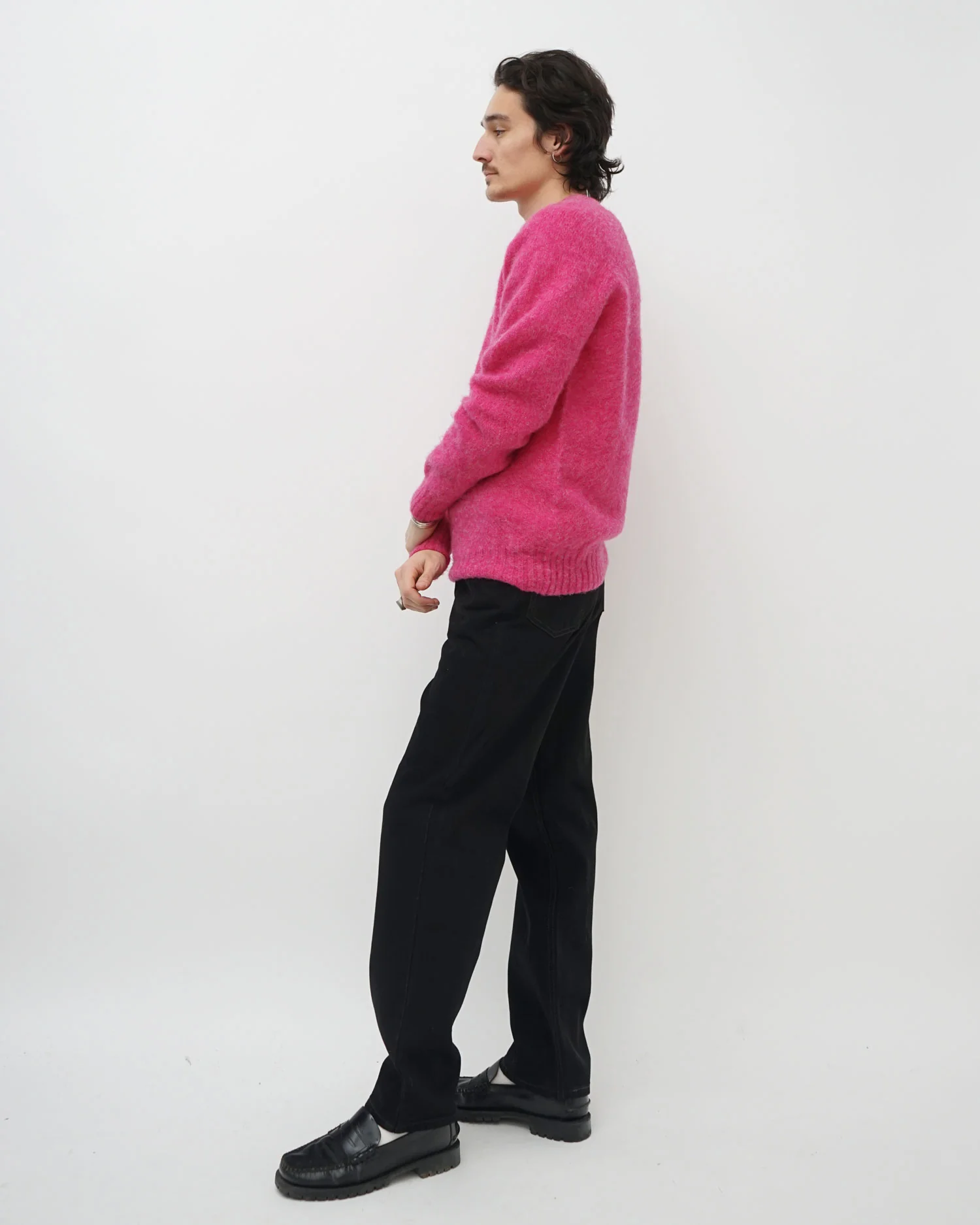 Brushed Shetland Sweater Crew Neck / Pink - Image 3