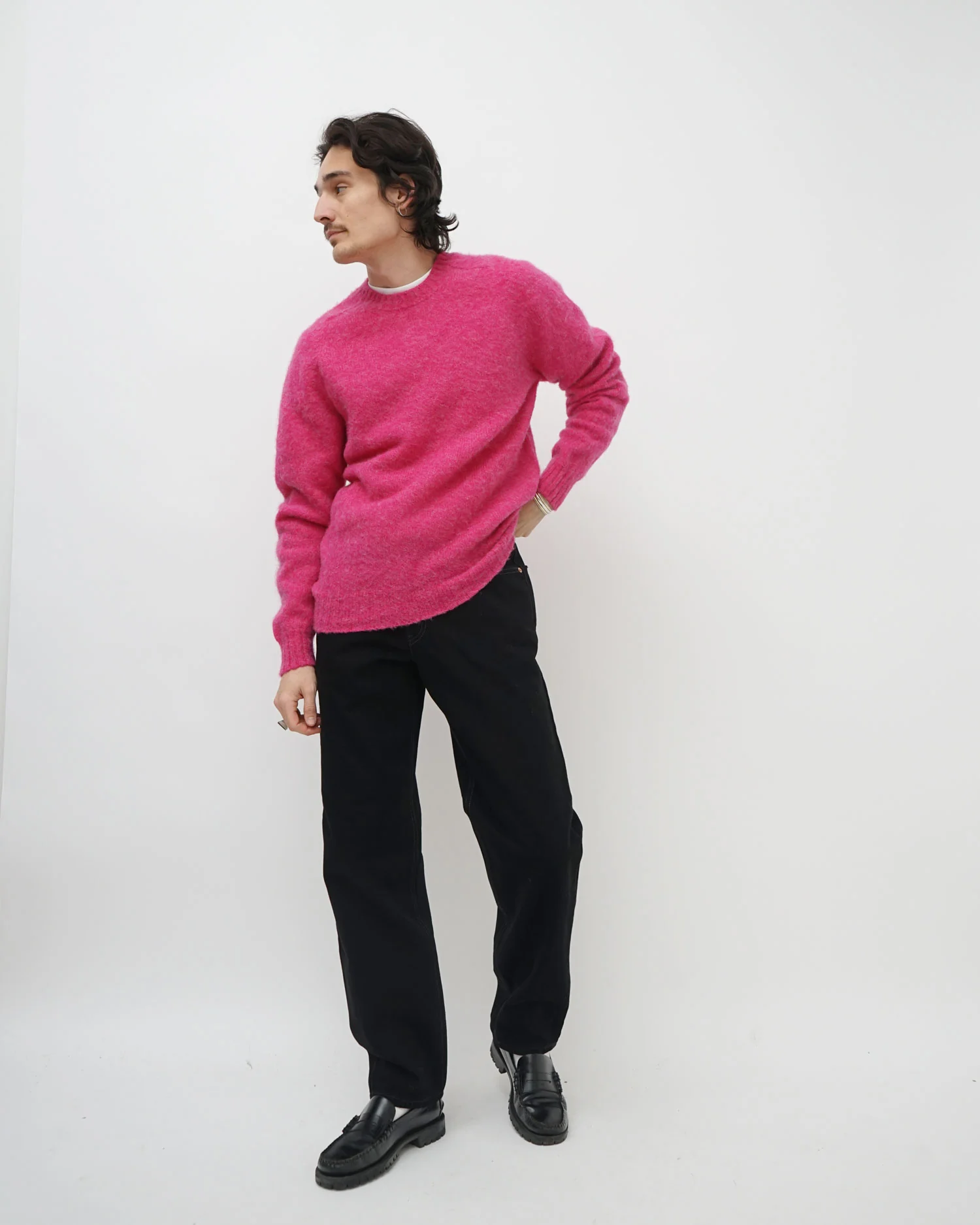 Brushed Shetland Sweater Crew Neck / Pink - Image 5