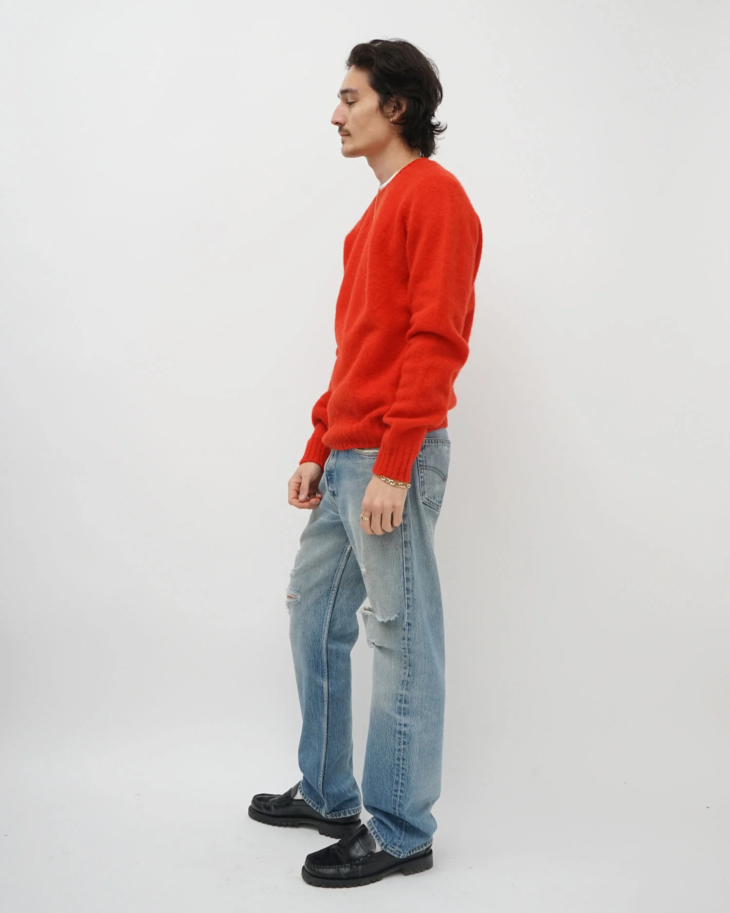 Brushed Shetland Sweater Crew Neck / Red - Image 5