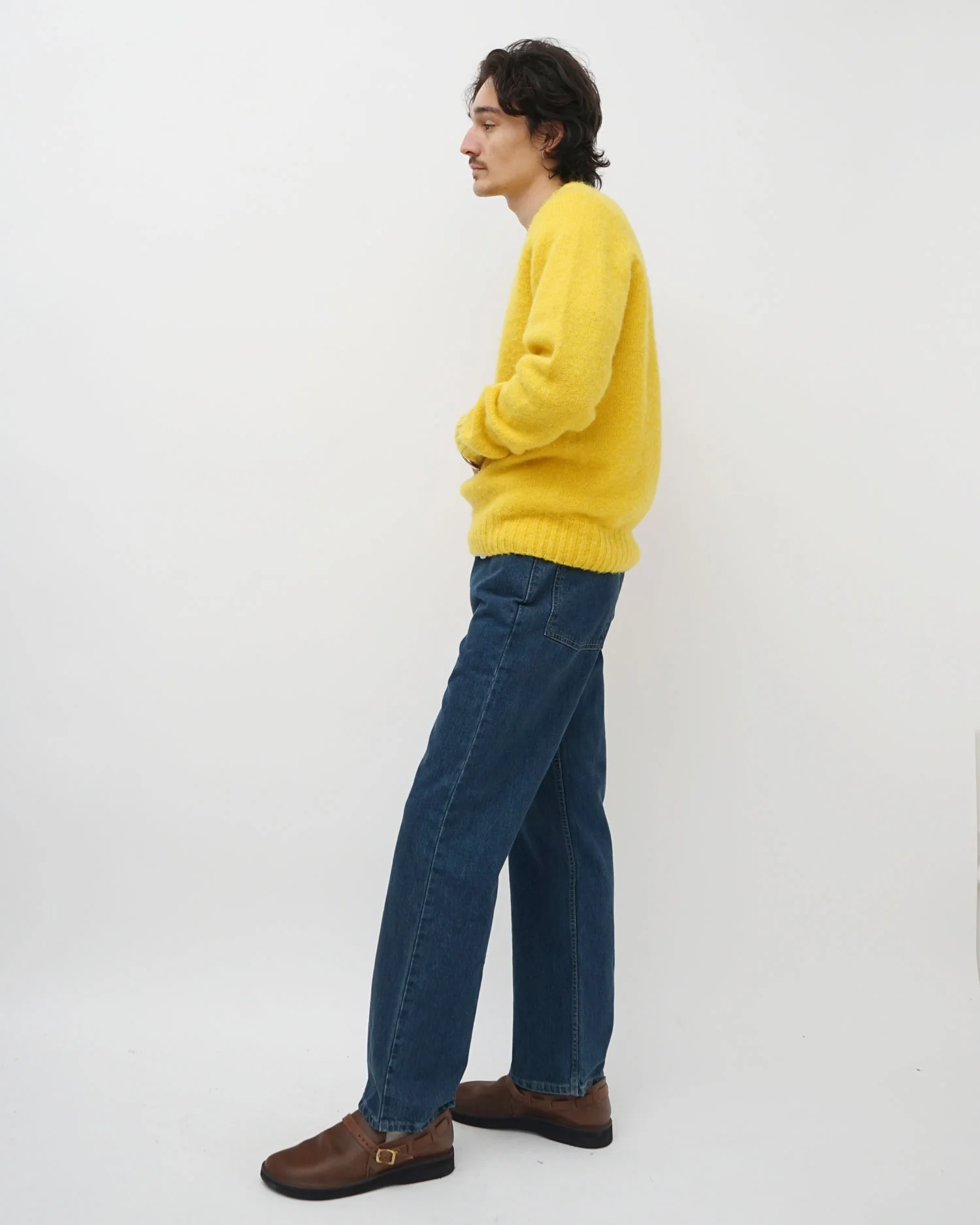Brushed Shetland Sweater Crew Neck / Yellow - Image 3