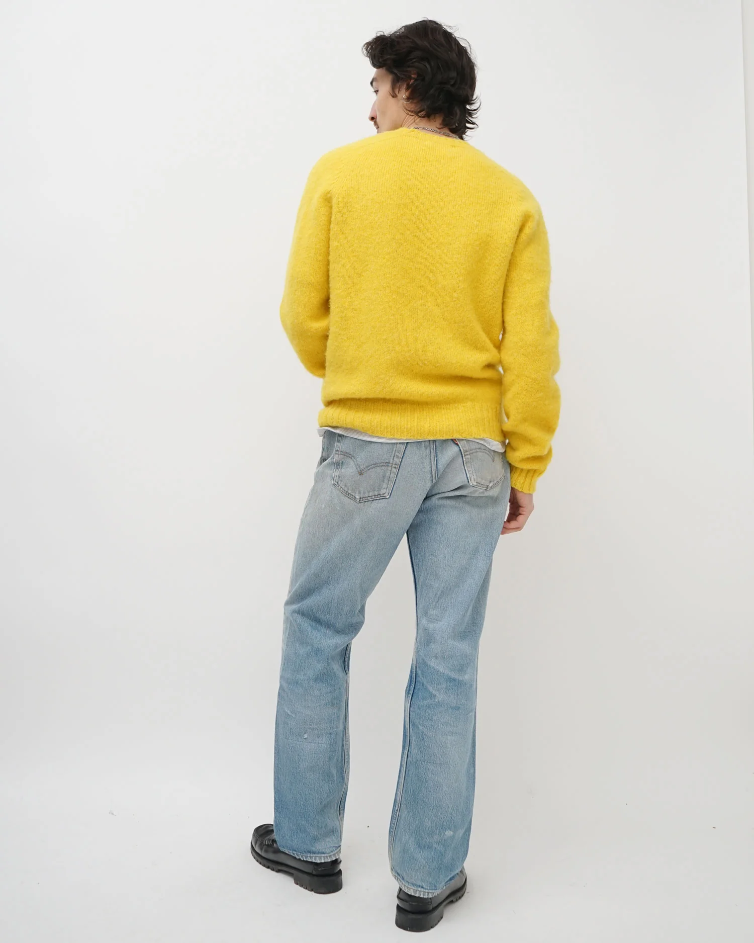 Brushed Shetland Sweater Crew Neck / Yellow - Image 4