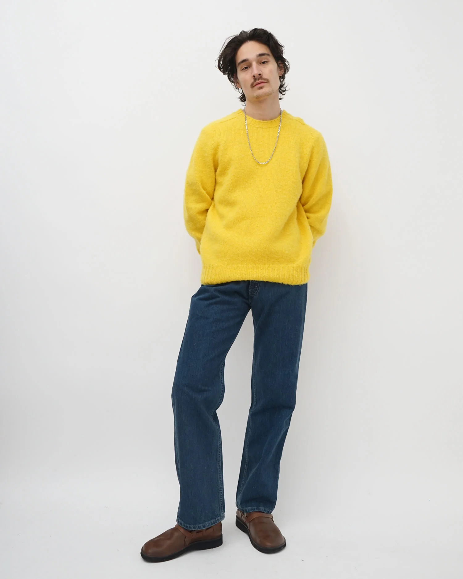 Brushed Shetland Sweater Crew Neck / Yellow - Image 5