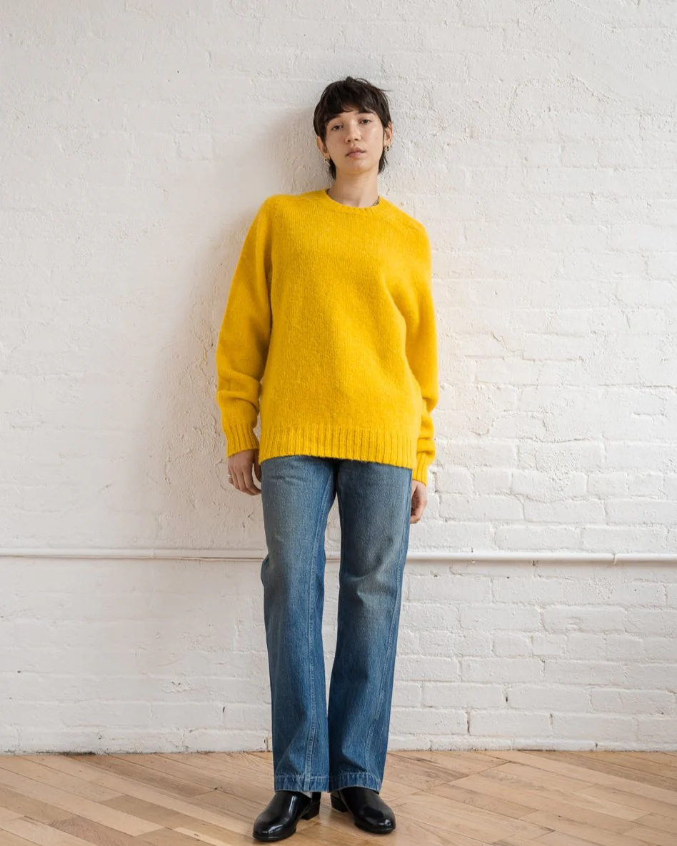 Brushed Shetland Sweater Crew Neck / Yellow - Image 7