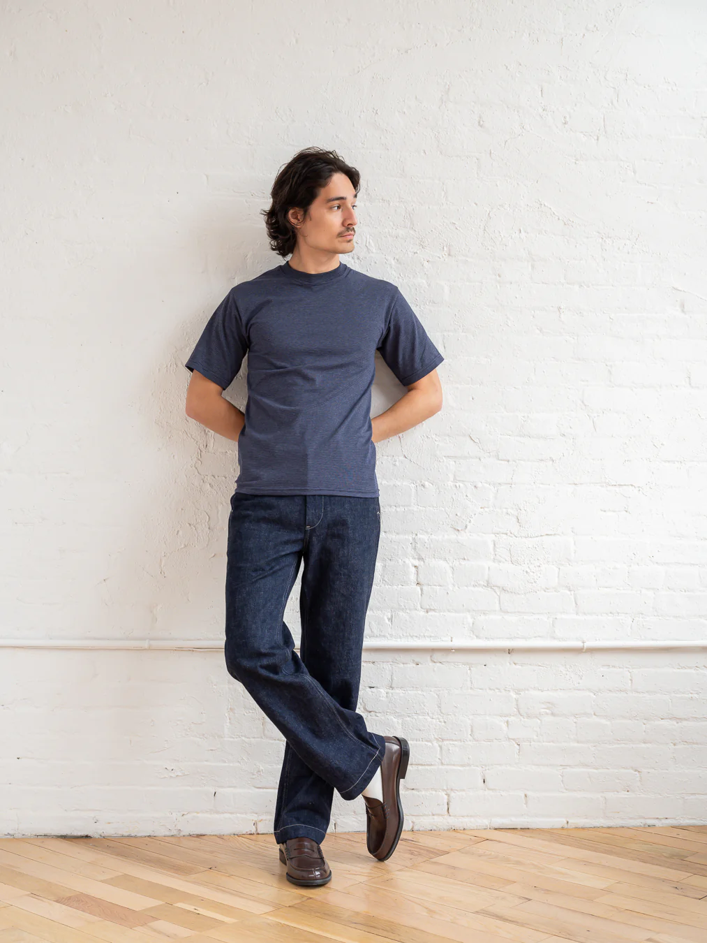 Micro Stripe T-shirt / Dark Blue - Image 4