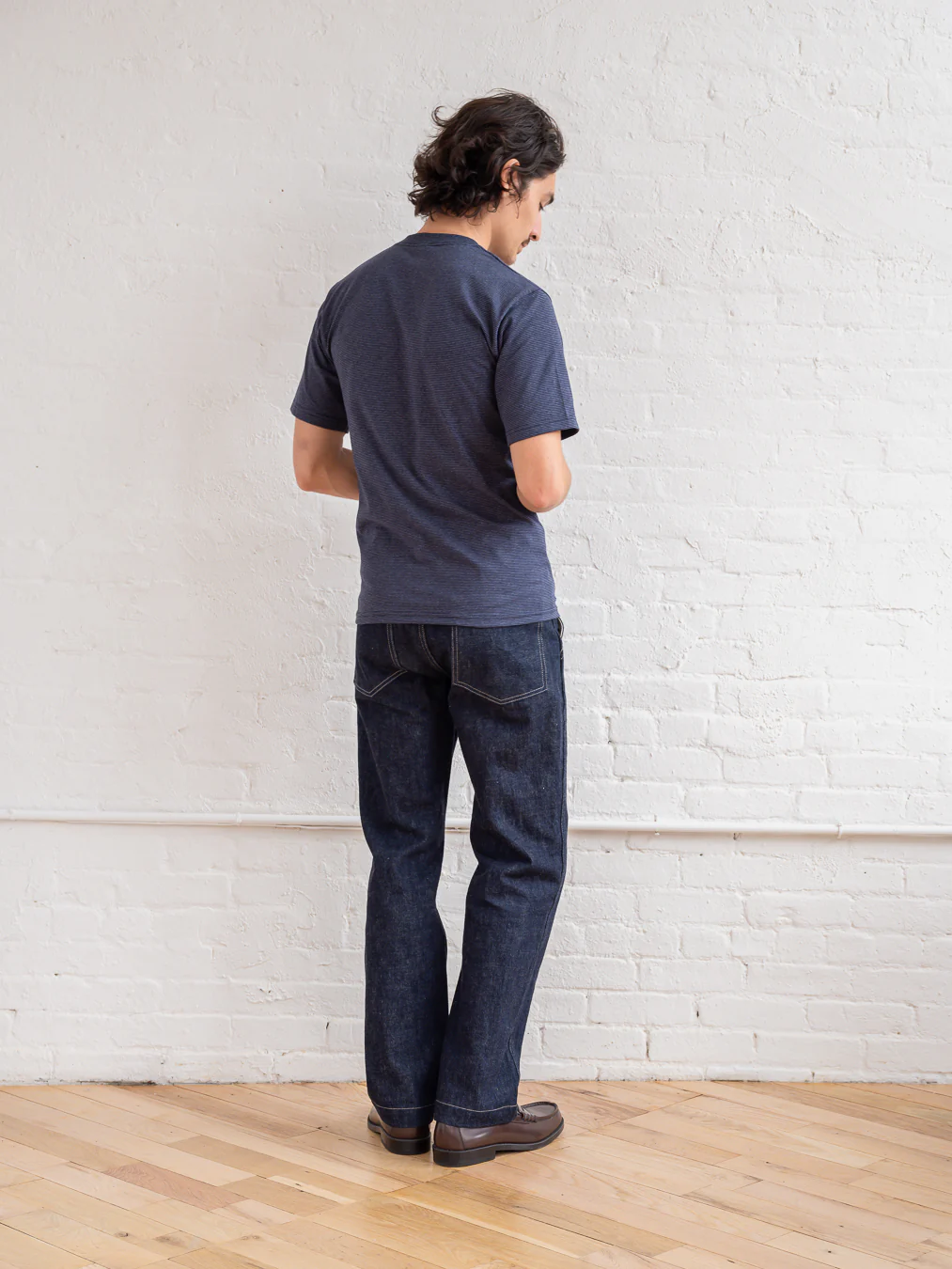 Micro Stripe T-shirt / Dark Blue - Image 5