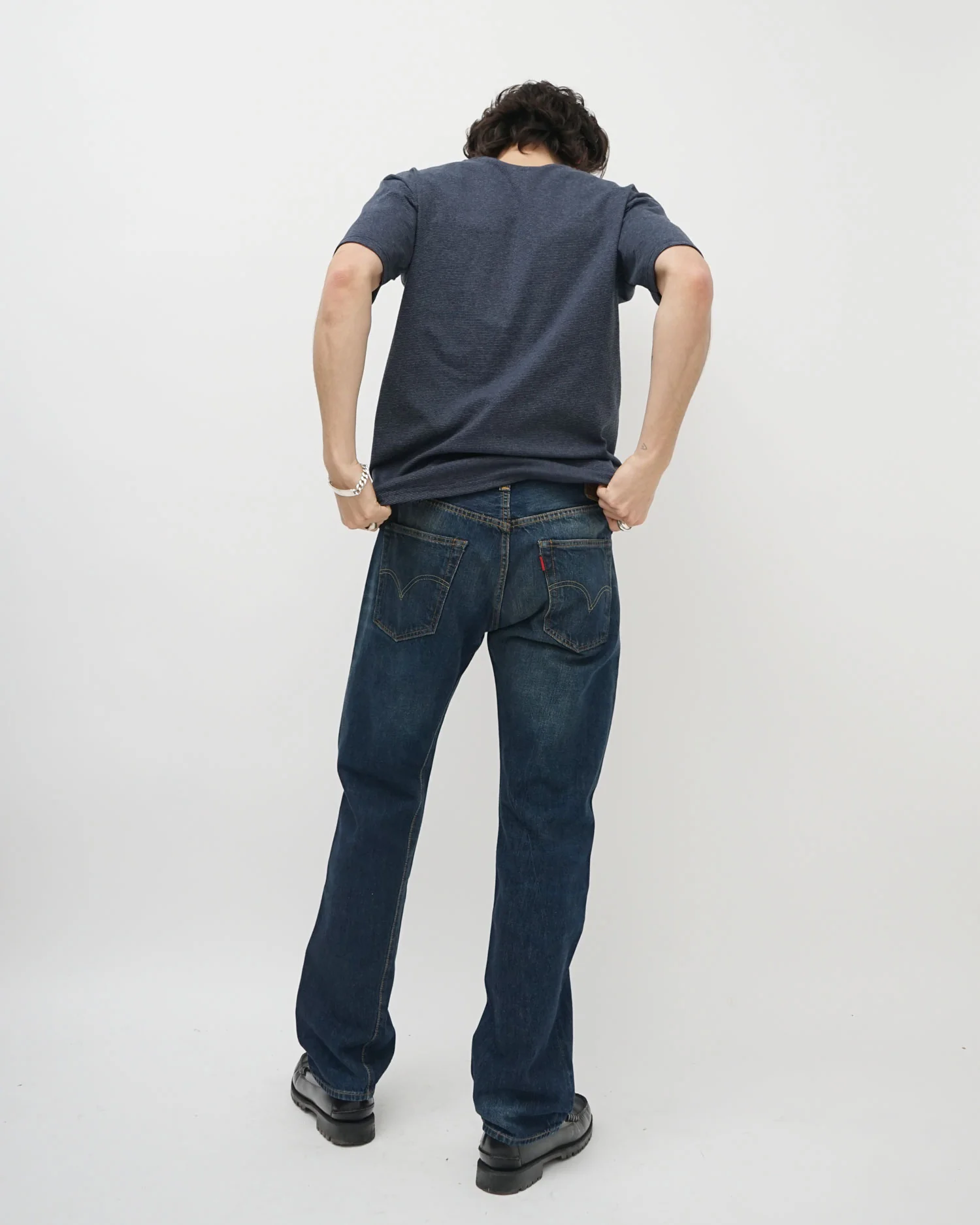 Micro Stripe T-shirt / Dark Blue - Image 7