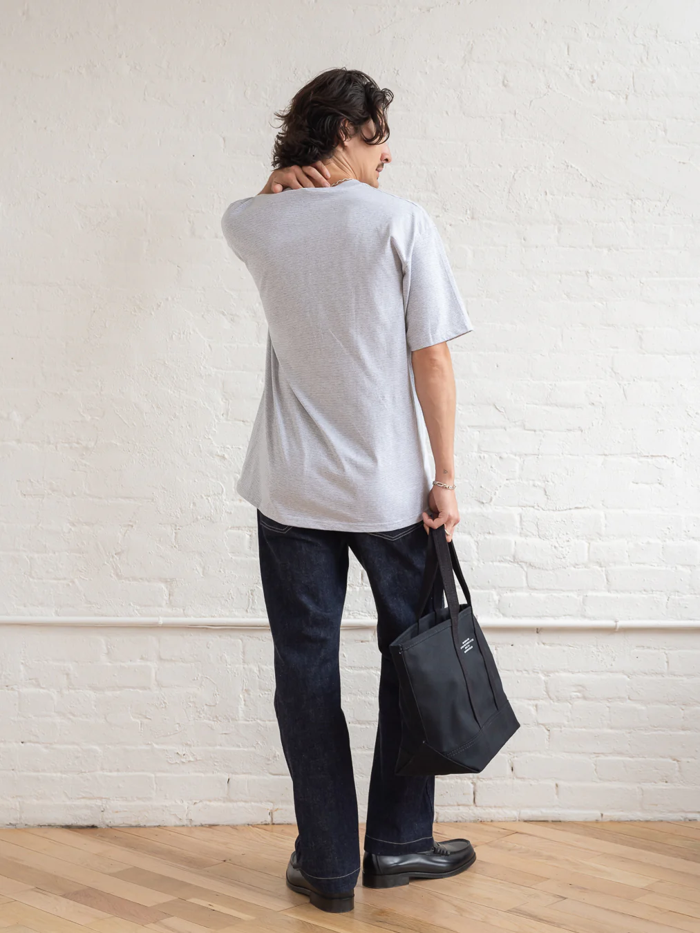 Micro Stripe T-shirt / Light Gray - Image 4