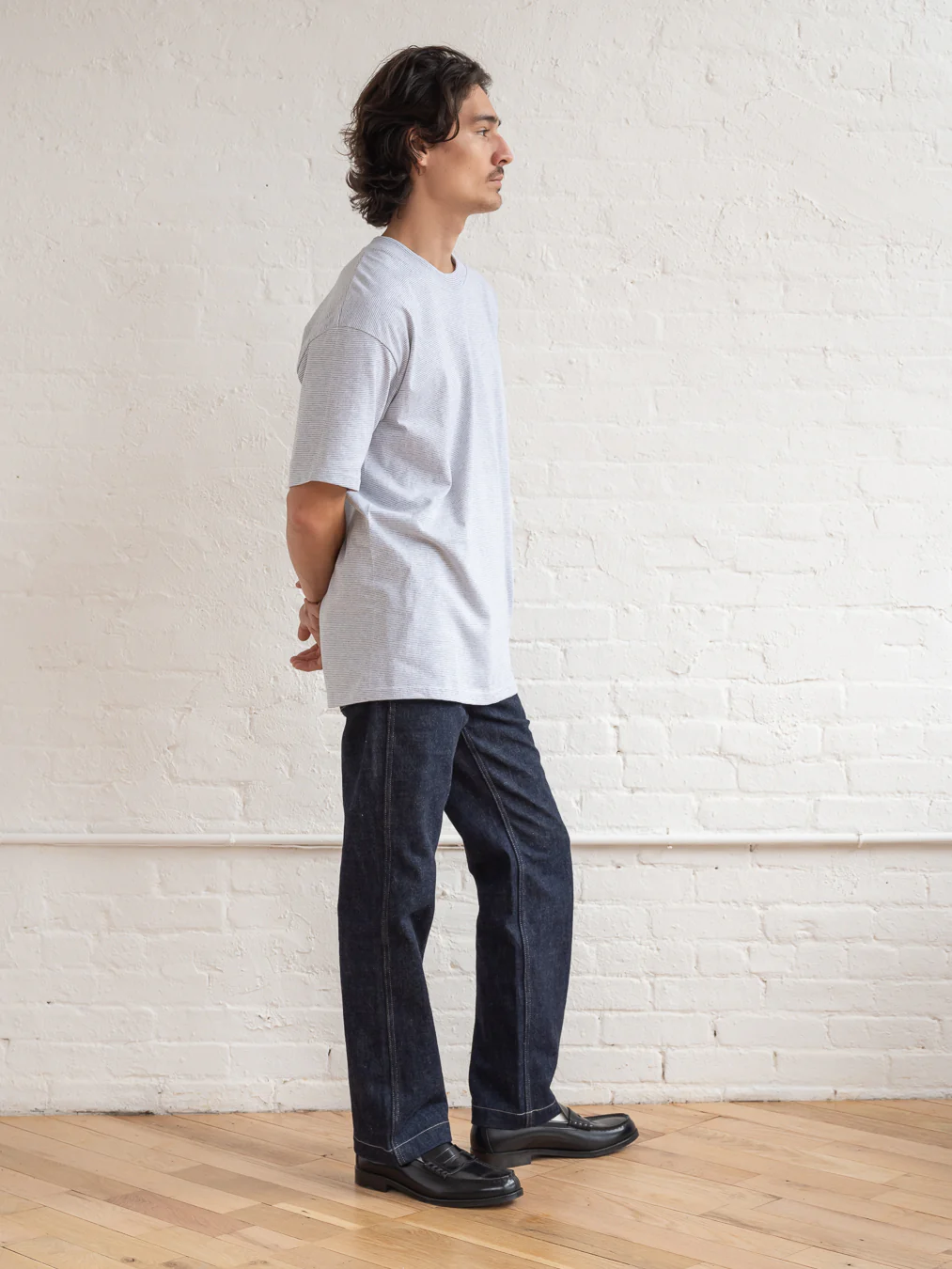 Micro Stripe T-shirt / Light Gray - Image 5