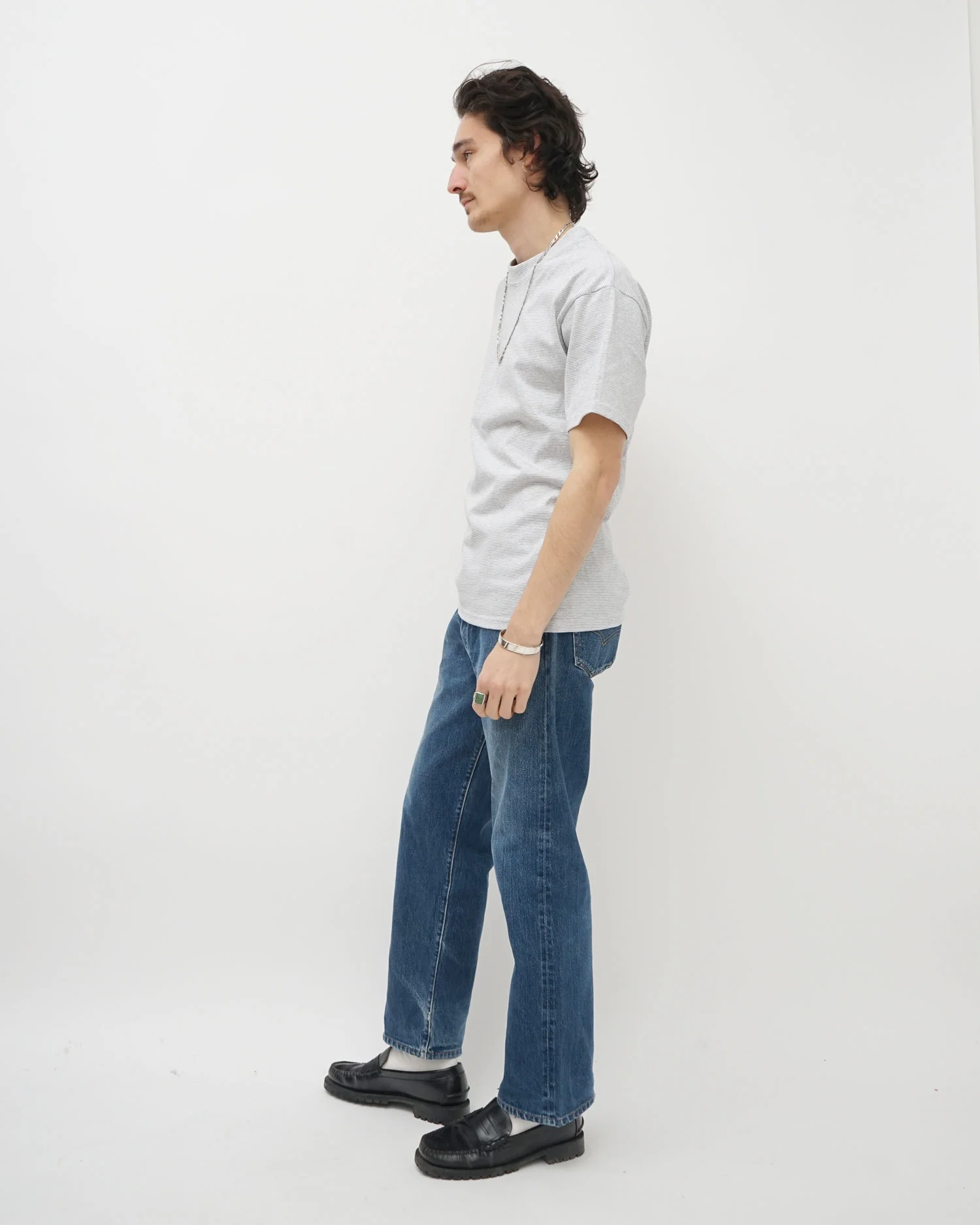 Micro Stripe T-shirt / Light Gray - Image 6