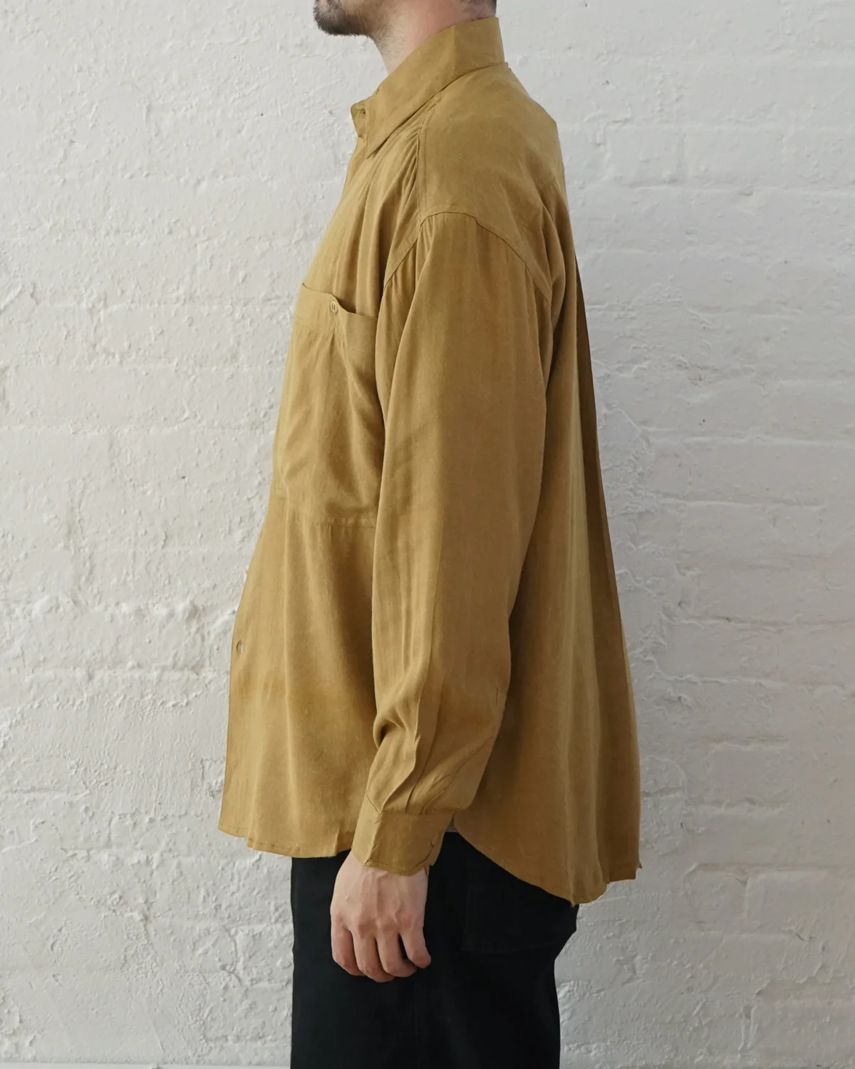 Pigment Dye Rayon Shirt / Mustard - Image 3