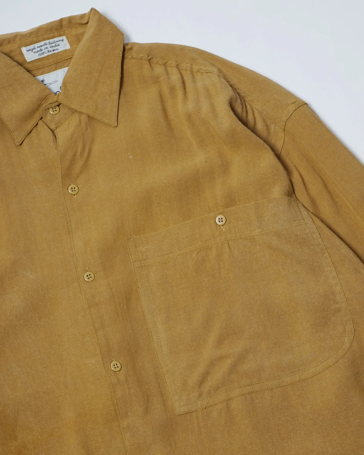 Pigment Dye Rayon Shirt / Mustard - Image 6
