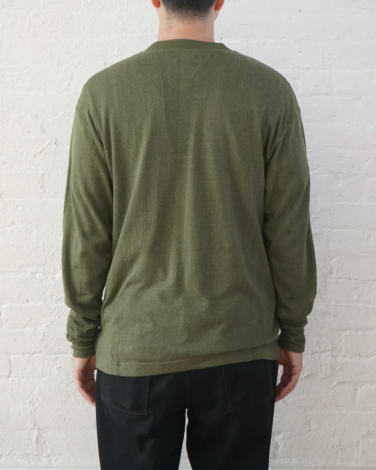 Silk Nep Henry Neck L/S / Green - Image 3