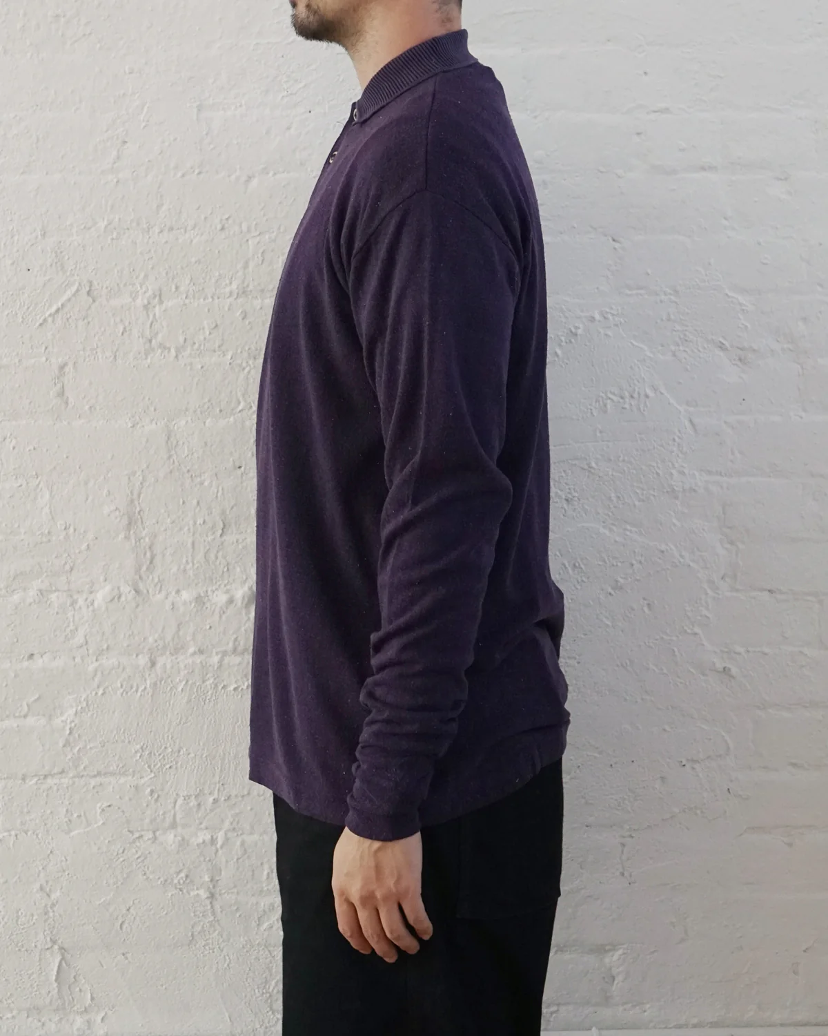 Silk Nep Polo L/S / Purple - Image 3