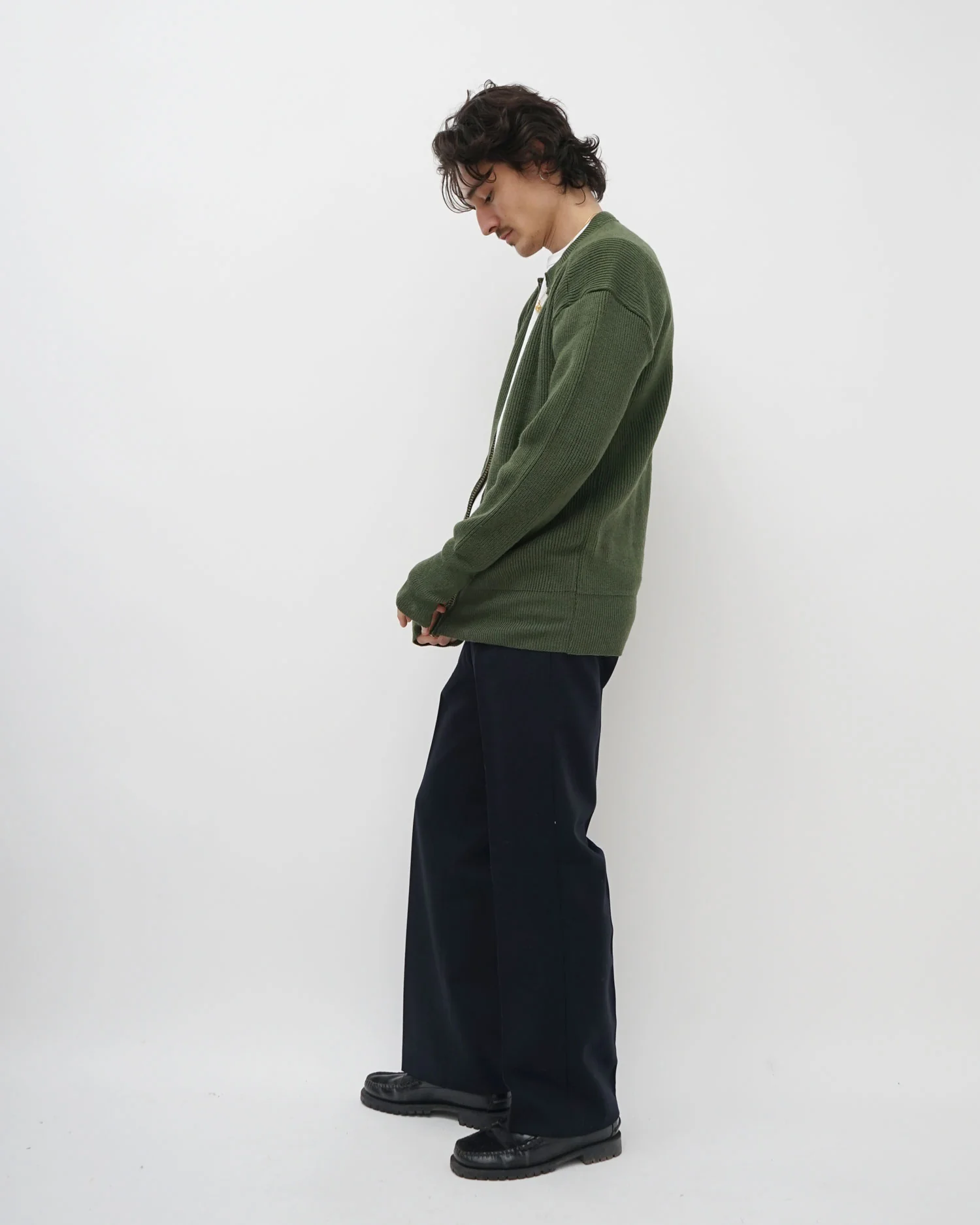 Wool Rib Zip-up Cardigan - Image 3