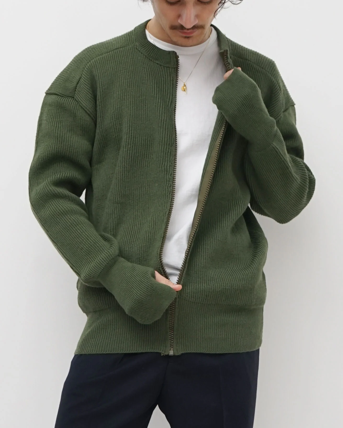 Wool Rib Zip-up Cardigan - Image 5